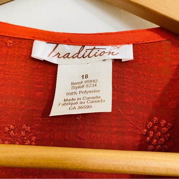 Vintage | Burnt Orange Embroidered Blouse - Picture 4 of 4
